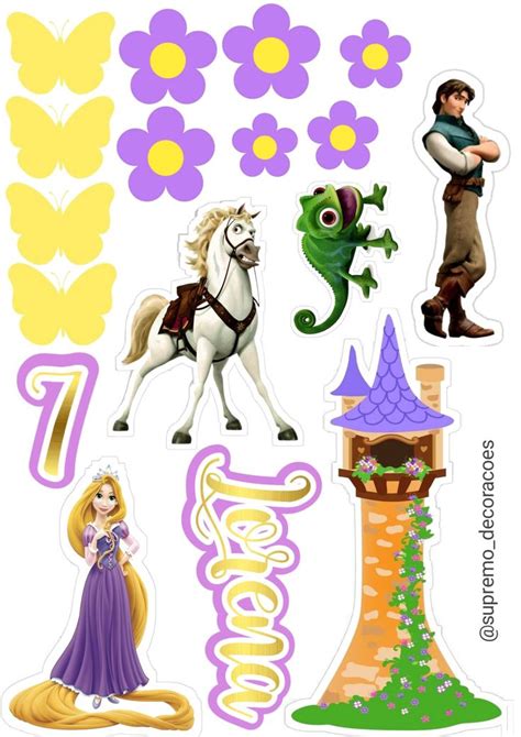 Topo de Bolo Rapunzel enrolados Bolo rapunzel Festa de aniversário