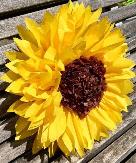 Large Tissue Paper Yellow Sunflower Beautiful For Sunflower Etsy Sunflower Birthday Parties