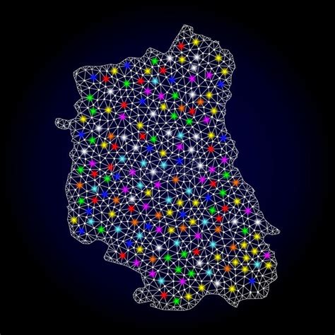 Mesh Network Map Della Provincia Di Lublino Con I Punti Di Luce Intensa