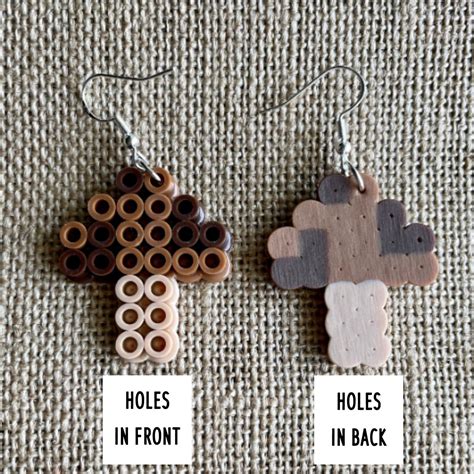 Brown Mushroom Perler Bead Earrings Hypoallergenic Hook Etsy