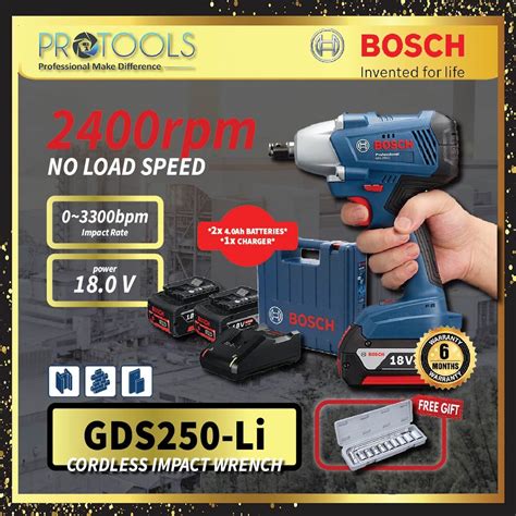 Bosch Gds250 Li Cordless Impact Wrench Normal Set Is 2 X18v 4 0ah