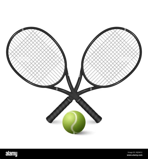 Vector 3d Realistic Tennis Ball and Crossed Rackets Closeup Isolated on ...