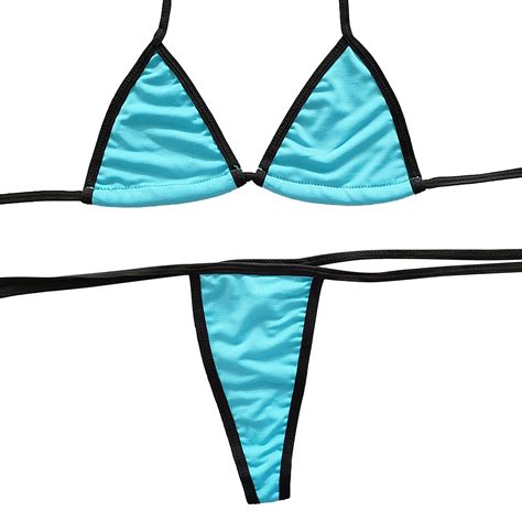 Women S Solid Color Sexy Three Point Thong Bikini Swimsuit Strapless