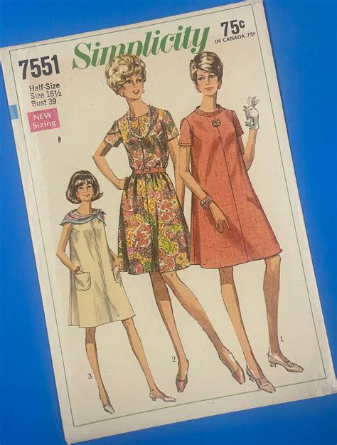 Simplicity 7551 Uncut Vintage Sewing Pattern For Dress In Half Sizes