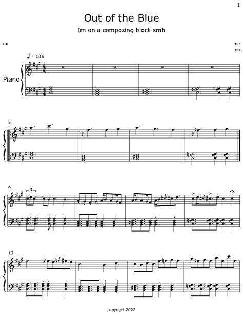 Out Of The Blue Sheet Music For Piano