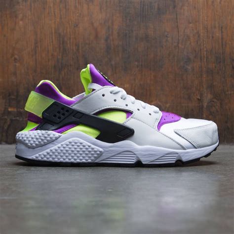 Nike Men Air Huarache Run 91 Qs White Black Neon Yellow Magenta