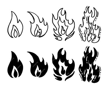 Premium Vector | Hand drawn flames doodle set collection of pen ink pencil drawing sketches of ...