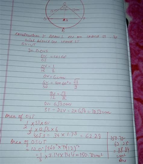 A Chord Of A Circle Of Radius Cm Subtends An Angle Of At The