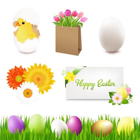 Premium Vector Happy Easter Icons Isolated On White Background