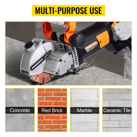 VEVOR 4800W Wall Chaser Concrete Brick Cutter 5000RPM Electric Seamless