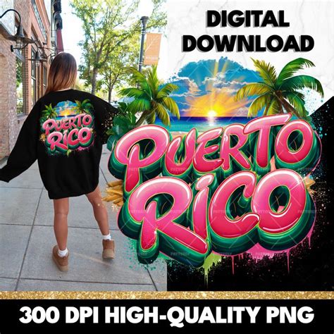 Tropical Puerto Rico PNG Boricua Sublimation Design Graffiti Puerto