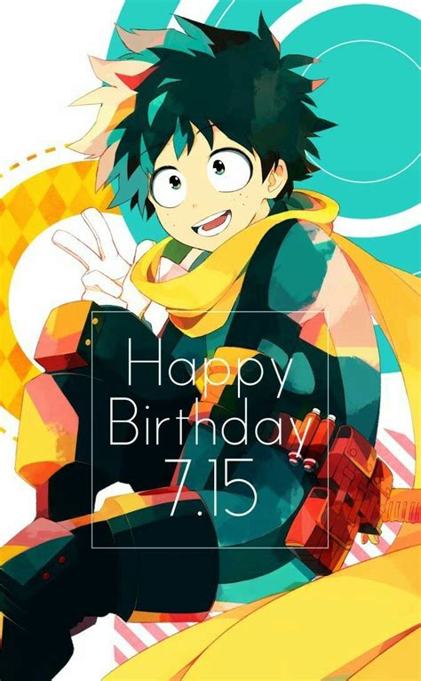 Happy Birthday Izuku Midoriya Deku Izuku Text Peace Sign My Hero Academia Anime Boku No