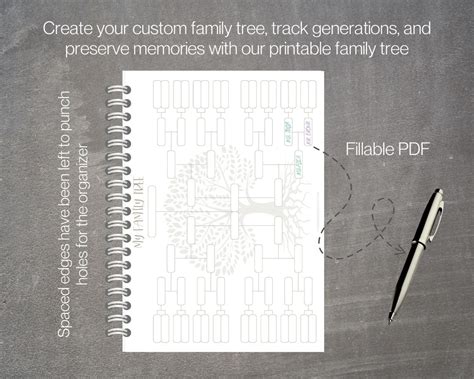 Family Tree Six Generation Printable Pedigree Chart Genealogy Template ...