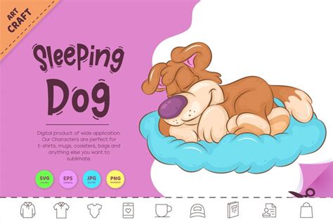 Sleeping Cartoon Dog. Clipart.