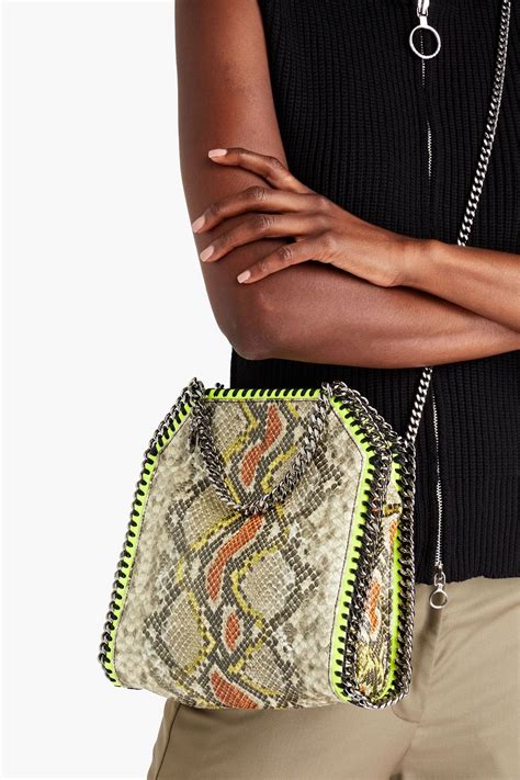 Stella Mccartney Falabella Mini Chain Embellished Snake Print Faux