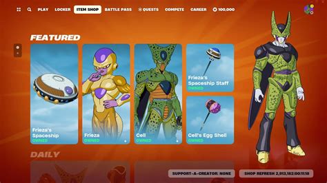 Fortnite X Dragon Ball Frieza And Cell Skins Including Bundles Item Shop Preview Youtube