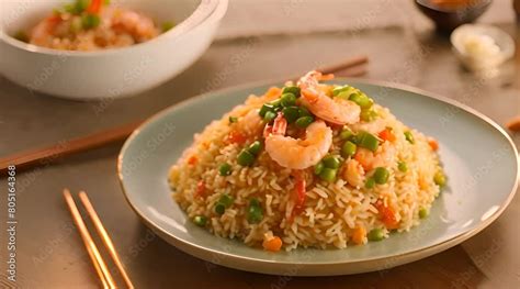 Ode To Shrimp Fried Rice A Visual Poem Of Culinary Brilliance Stock