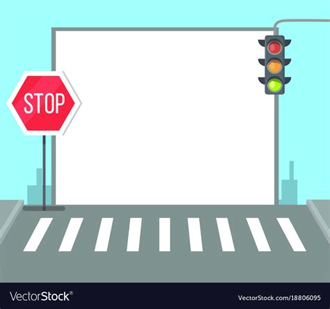 Pedestrian crossing with stop sign traffic lights Vector Image