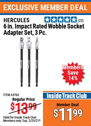 HERCULES 6 In Impact Rated Wobble Socket Adapter Set 3 Pc For 11 99