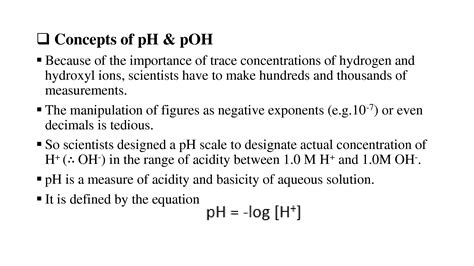 Solution Concepts Of Ph Poh Studypool