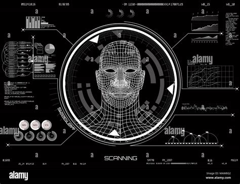 HUD UI. Concept of face scanning. Machine learning systems technology ...