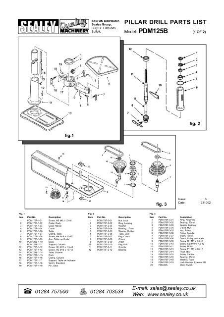 Parts For The Sealey Pdm B Pillar Drill Bench Sitebox Ltd