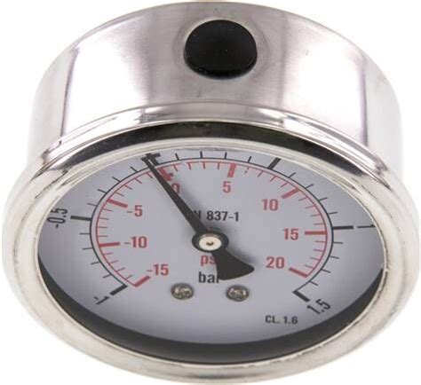 Glycerin Manometer Waagerecht CrNi Ms 63mm 1 Bis 1 5bar Eco Line