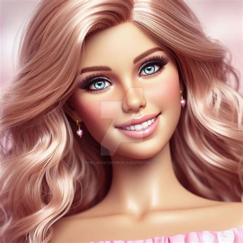 Barbie Portrait Pink Digital Illustration By Rebelsfantasyworld On