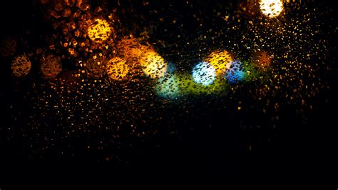 abstract, rain, water drops, lights, night, circle, dark, raindrop ...