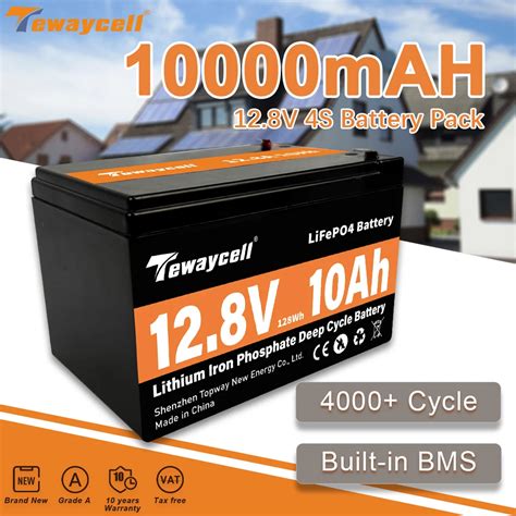 Tewaycell 12V 10AH LiFePo4 Battery Pack Rechargeable Battery For