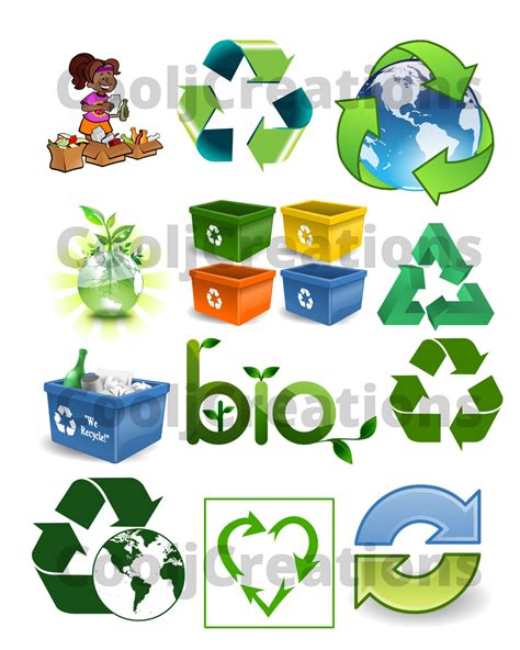 Recycling Clipart, Recycling Symbols, Recycling Images for Scrapbooking, Journaling, Diaries ...