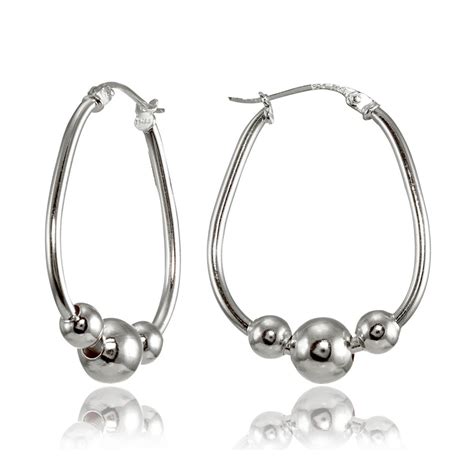 Online 25mm Sterling Silver Polished Beaded Hoop Earrings Walmart