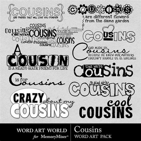 Cousins Wordart Pack Scrapbook Page Design Memorymixer™