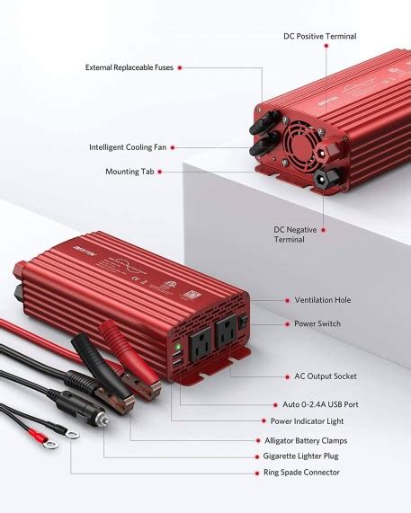 Bestek W Pure Sine Wave Power Inverter Dc V To V Ac Converter