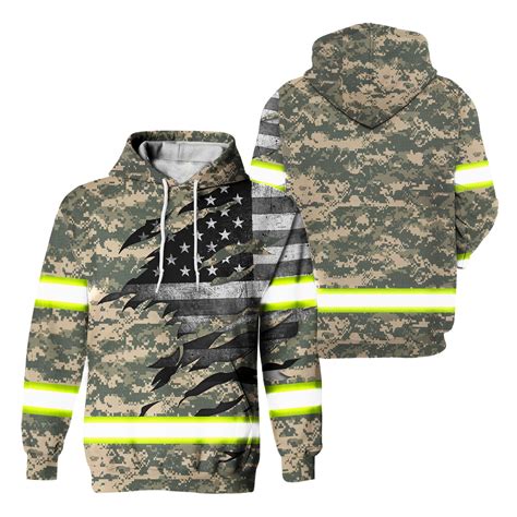 Hi Vis Hoodie Reflective Us Flag Camo For Patriotic American Military