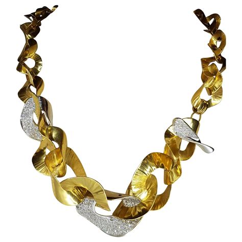 Orlando Orlandini Gold Collar Necklace at 1stDibs