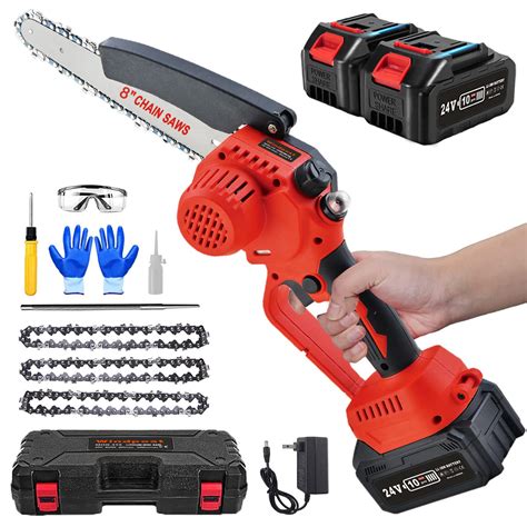 Buy Mini Chainsaw 8 Inch, Cordless Mini Chainsaw Battery Powered with ...