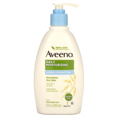 Aveeno Daily Moisturizing Lotion Sheer Hydration Fragrance Free 12 Fl