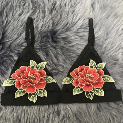 Sexy Embroidered Rose Flowers Lingerie Bra Bralette On Luulla