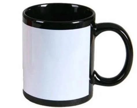 Printed Ceramic Blank Sublimation Black Patch Mug In Mumbai For