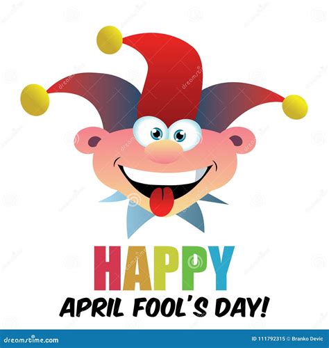 April Fools Day, Dumb Happy Cartoon Joker Face Vector Illustration ...