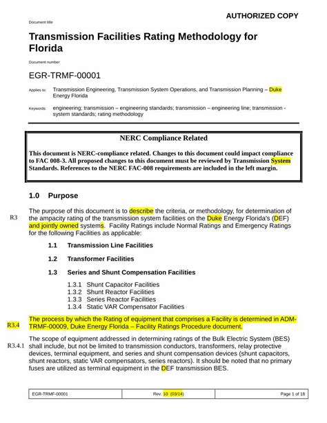 PDF Transmission Facilities Rating Methodology For PDF