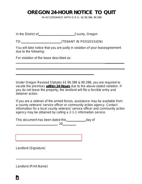 Free Oregon Eviction Notice Forms 4 Pdf Word Eforms