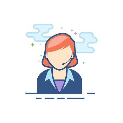 Premium Vector Female Receptionist Icon Flat Color Style Vector Illustration