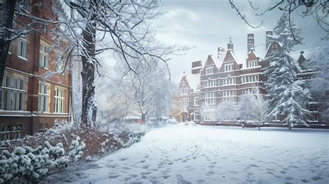 Premium Photo Winter Campus Walkway Scene Snowy University Campus