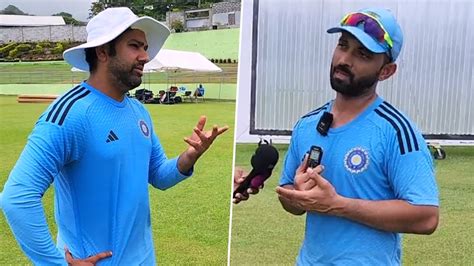 IND Vs WI 2023 Watch Rohit Sharma Turns Reporter Interviews Ajinkya