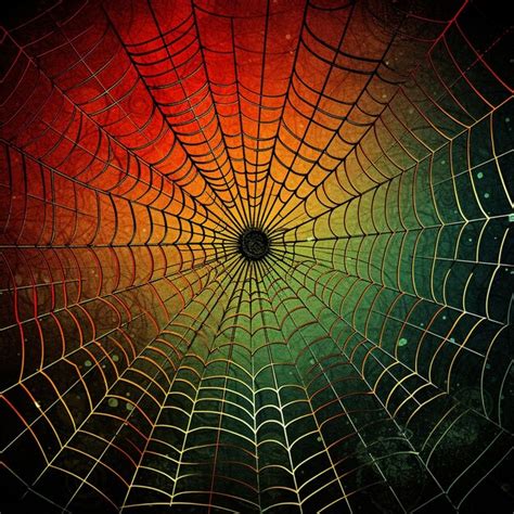 Premium AI Image | a close up of a spider web with a red and yellow ...