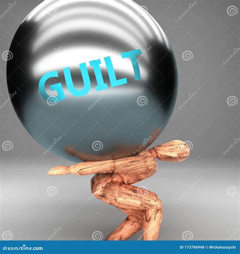 Guilt As A Burden And Weight On Shoulders Symbolized By Word Guilt On