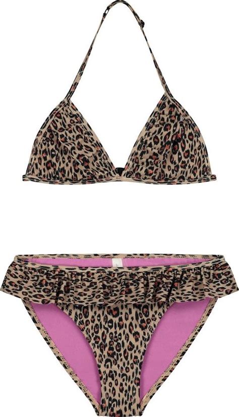 Shiwi Girls Mini Ruffle Triangle Bikini Leopard Multi Colour 104 Bol