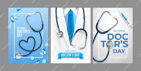 Premium Vector Realistic National Doctors Day Cards Collection